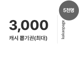 9일, 최대 3,000 캐시 뽑기권 (5천명 지급)