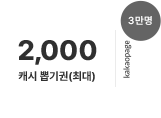 3일, 최대 2,000 캐시 뽑기권 (3만명 추첨 지급)